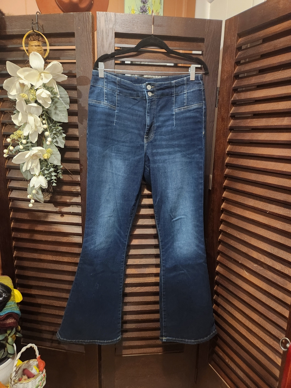 Lucky Brand Dark Blue Flare Jeans with Double Button